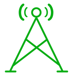 Icon of communication antenna for Defense and military market page on Gravotech website