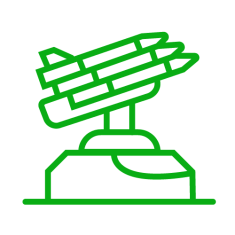 Icon of missile launcher for defense and military market page on Gravotech website