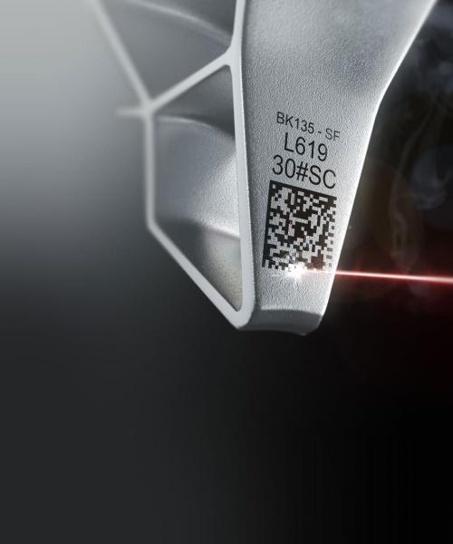 Datamatrix marked with fiber laser engraver 